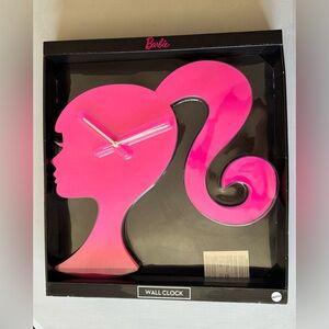 NWT Barbie Clock Wall Silhouette Pink XL Hanging Clock 18" Analog Mattel